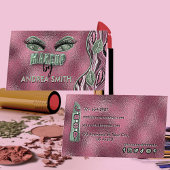 濃いマゼンタピンクのセージ色のトーンまばゆい唇メイクアップ 名刺