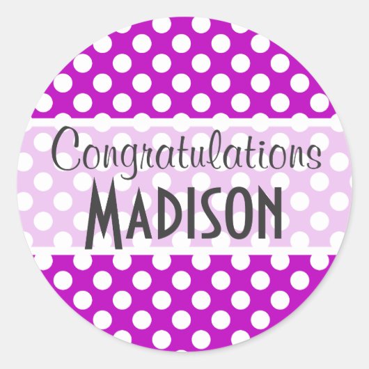 濃いマゼンタポルカドット ラウンドシール (正面)