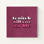 濃いマゼンタ名前をカスタムする感謝日記 ノートブック (裏面)