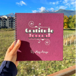 濃いマゼンタ名前をカスタムする感謝日記 ノートブック