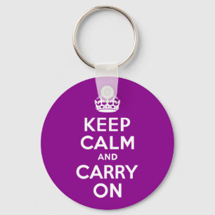 濃いマゼンタKeep Calm and Carry On キーホルダー