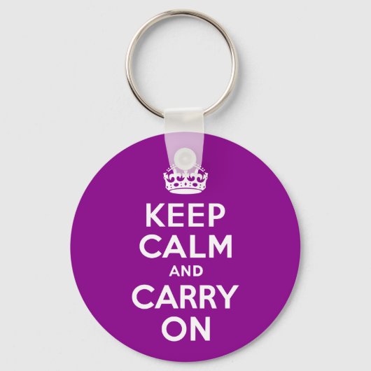 濃いマゼンタKeep Calm and Carry On キーホルダー (正面)