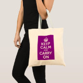 濃いマゼンタKeep Calm and Carry On トートバッグ (正面(商品))