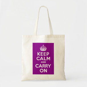 濃いマゼンタKeep Calm and Carry On トートバッグ