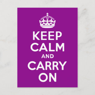 濃いマゼンタKeep Calm and Carry On ポストカード