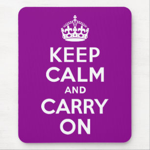 濃いマゼンタKeep Calm and Carry On マウスパッド