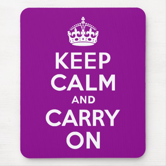 濃いマゼンタKeep Calm and Carry On マウスパッド (正面)