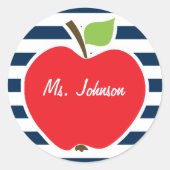 濃いミッドナイトブルー横ストライプ線; Apple ラウンドシール (正面)