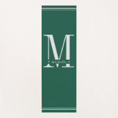 濃いミニマル緑と白のモノグラム ヨガマット (正面)