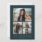濃いミニマル緑のフレーム4写真の卒業 案内状 (正面)