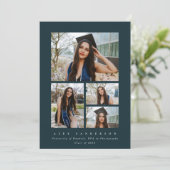 濃いミニマル緑のフレーム4写真の卒業 案内状 (スタンド正面)