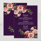 濃いムーディなピンクと赤いバラ 紫の結婚式 エンクロージャーカード (正面/裏面)