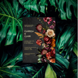 濃いムーディはっきりしたーの野生の結婚花 箔招待状