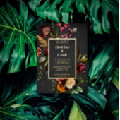 濃いムーディはっきりしたーの野生の結婚花 箔招待状