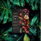 濃いムーディはっきりしたーの野生の結婚花 箔招待状