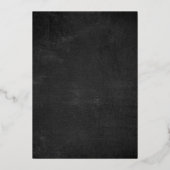 濃いムーディはっきりしたーフローラブラック結婚パープル 箔招待状 (裏面)