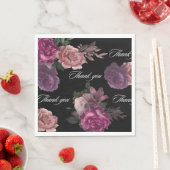 濃いムーディウォータカラーフローラブラックブライダルシャワー スタンダードランチョンナプキン (インサイチュ)