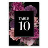濃いムーディウォーターカラーフローラブラックウィンターウェディング テーブルナンバー (裏面)