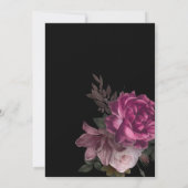 濃いムーディウォーターカラーフローラ結婚ブラック 招待状 (裏面)