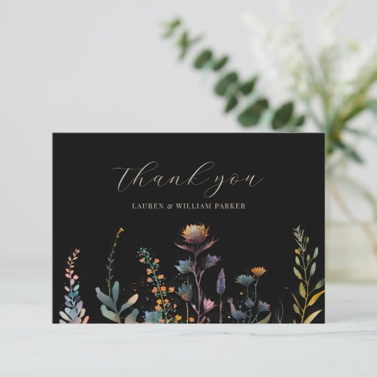 濃いムーディエレガントフローラブ結婚ラック サンキューカード (スタンド正面)