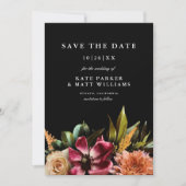 濃いムーディエレガントフローラ結婚式の日付の保存 招待状 (正面)