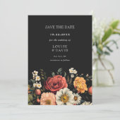 濃いムーディエレガントフローラ結婚式の日付の保存 招待状 (スタンド正面)
