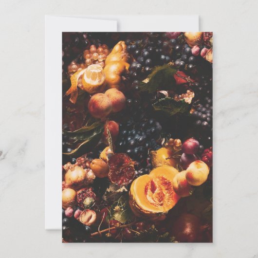 濃いムーディエレガントーのブルゴーニュ結婚フルーツ 招待状 (裏面)