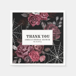 濃いムーディゴシックフローラブラックブライダルシャワー スタンダードカクテルナプキン