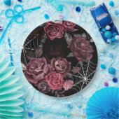 濃いムーディゴシックフローラブラックブライダルシャワー ペーパープレート (パーティー)