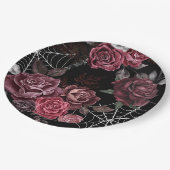 濃いムーディゴシックフローラブラックブライダルシャワー ペーパープレート (アングル)