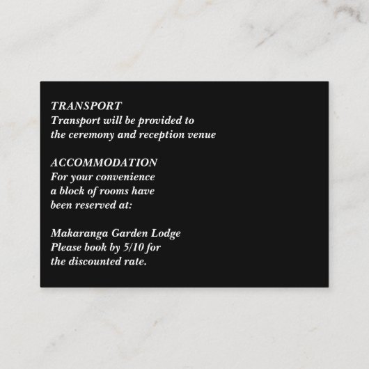 濃いムーディノワールのエレガントな結婚式詳細 エンクロージャーカード (裏面)