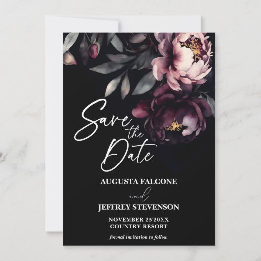 濃いムーディノワールエレガントバーガンディ牡丹 セーブザデート (正面)