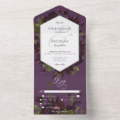 濃いムーディパープルウォーター色フローラディナー オールインワン招待状 (内側)