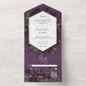 濃いムーディパープルウォーター色フローラQRコード オールインワン招待状 (内側)