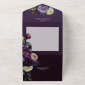 濃いムーディパープル&ホワイトフローラQRコード オールインワン招待状 (外側)