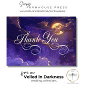 濃いムーディパープル&金ゴールドムーンライトクラウド結婚ズ サンキューカード