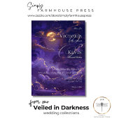 濃いムーディパープル&金ゴールドムーンライトクラウド結婚ズ 招待状