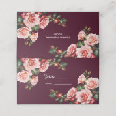 濃いムーディピンクと赤いバラがブルゴーニュ結婚ス プレイスカード (外部開封)