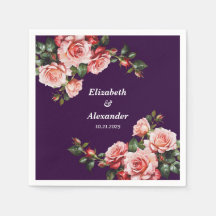 濃いムーディピンクと赤いバラの紫結婚の