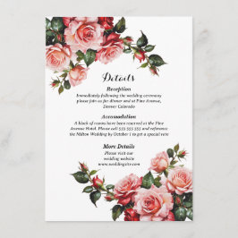 濃いムーディピンクと赤いバラ結婚の エンクロージャーカード