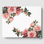 濃いムーディピンクと赤いバラ結婚の ゲストブック (裏面)