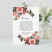 濃いムーディピンクと赤いバラ結婚の サンキューカード (スタンド正面)