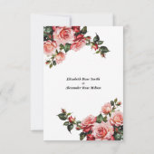 濃いムーディピンクと赤いバラ結婚の サンキューカード (裏面)