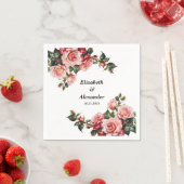 濃いムーディピンクと赤いバラ結婚の スタンダードカクテルナプキン (インサイチュ)