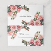 濃いムーディピンクと赤いバラ結婚の プレイスカード (外部開封)