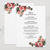 濃いムーディピンクと赤いバラ結婚の メニュー (正面/裏面)