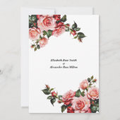 濃いムーディピンクと赤のバラのリハーサルディナー 招待状 (裏面)