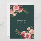 濃いムーディピンクと赤のバラのリハーサルディナー 招待状 (裏面)