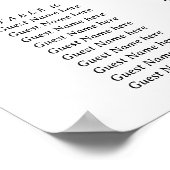 濃いムーディピンクの赤いバラ結婚のシーティングチャート ポスター (角)