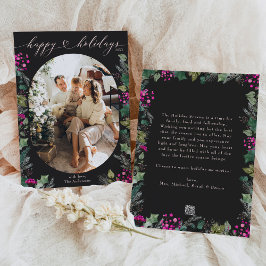 濃いムーディファミリーフォトハッピーホリデイズカード シーズンカード